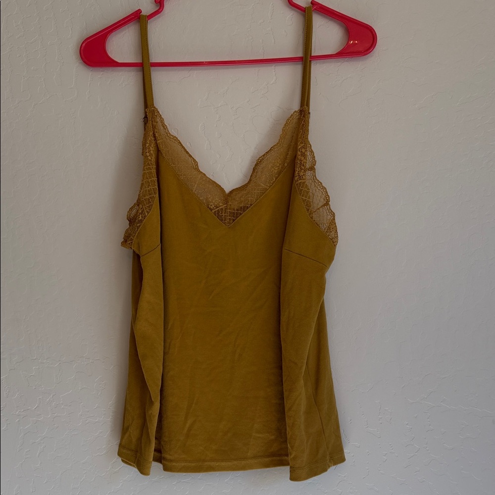 Lace Trim Mustard Cami Top